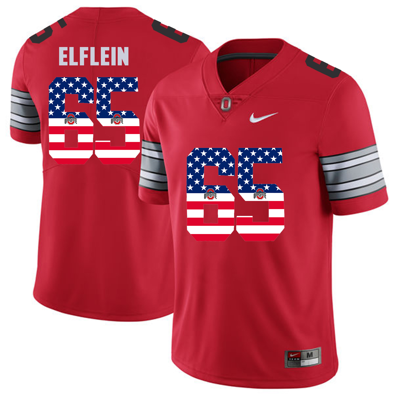 Men Ohio State 65 Elflein Red Flag Customized NCAA Jerseys